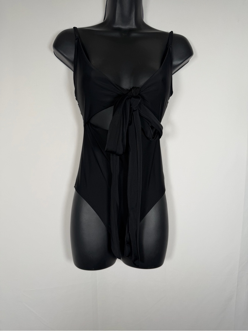 aerie Black Tie-Front Cutout One-Piece‎ Swimsuit